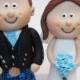 Scottish Bride and Groom Wedding Cake Topper, with Tartan of your Choice, Novelty Topper, Handmade Mini Topper
