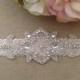 Wedding Garter - Bridal Garter - Crystal Rhinestone Garter on Ivory Lace
