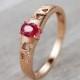 Ruby Diamond Ring,Ruby Engagement Ring,14K rose gold ring,Ruby wedding band,Ruby rose gold ring,Oval ruby diamond ring,ruby band,art deco