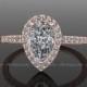 Pear Moissanite Engagement Ring, 14k Rose Gold Diamond Wedding Ring Re00170r