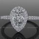 Pear Moissanite Engagement Ring, 14k White Gold Diamond Wedding Ring Re00170w