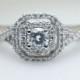 Beautiful .50CTW Double Halo Diamond Engagement Ring 14k White Gold Petite Diamond Wedding Ring Halo Engagement Bridal Jewelry