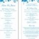 Wedding Program Template DIY Editable Word File Instant Download Program Blue Wedding Program Floral Program Printable Wedding Program