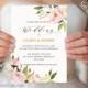 5 Peony Wedding Invitation Templates, Printable Wedding Invitation Suite, Floral Wedding Invites set templates, PDF Instant Download