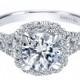14k White Gold Diamond Halo Engagement Ring By Gabriel & Co