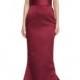 Strapless Angled Satin Trumpet Gown, Burgundy