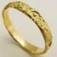 14 karat solid gold wedding ring, Women's Gold wedding band, Handmade wedding ring with floral pattern, Thin delicate wedding ring