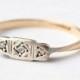 Diamond Wedding Rings: Edwardian 9K Gold & Silver, Size 7/7.25