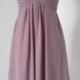 V-neck Purple Grey Chiffon Short Bridesmaid Dress