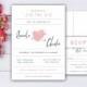 Fingerprint Heart Wedding Invitation and RSVP Card Set Made with your Thumbprints - Romantic Wedding Invites shown in Baby Pink