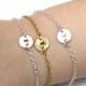 Dainty Initial Bracelet, Delicate Personalized Disk Bracelet, Tiny DiscBracelet Initial Disk Charm, Statement, Personalized Bracelet Jewelry