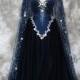 Night Godess Elven Corset Dress ~ Gothic Witch Wedding Gown Fairy Fantasy Bridal Dress Couture Wiccan Pagan Cloak ~ Ball Masquerade Corsetry