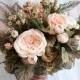 Blush Pink Cream Green Wedding Bouquet, Spring Bouquet, Rustic Wedding, Blush Wedding Flowers, Roses, Hydrangea, Floral Bouquet