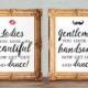Wedding bathroom signs - womens and mens restroom - his and hers bathroom signs -  printable 8x10 and 5x7 (set of two)
