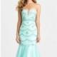 Aqua Strapless Beaded Gown by Madison James Special Occasion - Color Your Classy Wardrobe