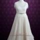 Plus Size Premium Chiffon Grecian Goddess Wedding Dress with Crystal Sash and Fringe Cap Sleeves 