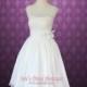 Retro Vintage 50s Short Tea Length Wedding Dress with Floral Sash 