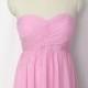 Pink Strapless Bridesmaid Dress Short Chiffon Sweetheart Bridesmaid Dress-Custom Dress