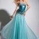 Tony Bowls Paris 113753 Water Blue Multi Illusion Prom Dress - Cheap Discount Evening Gowns
