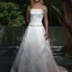 Strapless A line Elastic Satin Natural Waist Sleeveless Timeless Wedding Dresses - Compelling Wedding Dresses
