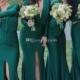 2017 New Green Bridesmaid Dresses Long Sleeve V-Neck Split Front Mermaid Wedding Guest Dresses Evening Party Dresses Cheap Dress Lace New Online with $114.29/Piece on Hjklp88's Store 