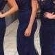 2017 New Arrival Perfect Navy Blue Bridesmaid Dresses Mermaid Off Shoulder Sweep Train with Beading Lace Lace New Online with $114.29/Piece on Hjklp88's Store 
