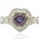 Alexandrite Ring - Heart Shape Lab Alexandrite Engagement Ring with Double Halo - LS1675