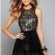 Black/Gold Faviana 7660 - Short Neoprene Sheer Dress - Customize Your Prom Dress