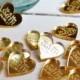 50 Personalised Heart Wedding Table Centerpiece Decorations & Wedding Favours 2CM - Luxury Golden Wedding Gold Mirror - Golden Anniversary