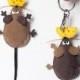 Bag charm Mouse miniature animals leather keychain purse charm hangbag keyring funny gift unique accessory