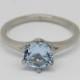 Natural 1.5ct aquamarine solitaire ring in Titanium or White Gold - engagement ring - wedding ring - handmade ring