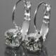 Clear Crystal Earrings Silver Leverback Small Crystal Earrings Swarovski Rhinestone Earrings Bridal Jewelry Wedding Crystal Earrings