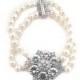 Bridal Bracelet, Rhinestone Wedding Bracelet, Art Deco Style Pearl Bracelet, Wedding Bridal Bracelet Bridal Jewelry White Ivory Pearls CHLOE