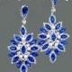 Sapphire Blue Wedding Earrings, Large Blue Bridal Earrings, Blue Rhinestone Earrings, Royal blue Crystal Earrings