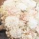 Blush Pink Ivory Sola Bouquet, Blush Wedding, Burlap Lace Wedding, Alternative Bouquet, Rustic Shabby Chic, Bridal Accessories, Sola Flowers