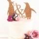 Mr And Mrs Penguin Wedding Cake Topper Medium Size-wedding cake decoration-penguin themed wedding cake-wedding accessories-