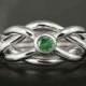 Emerald puzzle ring in sterling silver - Infinity knot, celtic knot, wedding, engagement