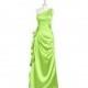 Lime_green Azazie Kamila - One Shoulder Side Zip Charmeuse Floor Length Dress - The Various Bridesmaids Store