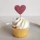 Glitter Heart Cupcake Toppers