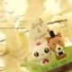 corgi and cat Wedding Cake Topper-love kitty,love cat and dog  with leaf boat---k876