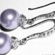 Lavender Pearl Drop Earrings Light Violet Pearl Small Earrings Swarovski 8mm Pearl Sterling Silver CZ Wedding Earrings Lavender Jewelry
