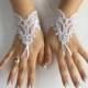 FREE SHIP White lace cuff Wedding gloves bridal gloves lace gloves fingerless gloves french lace gloves,handmade