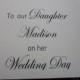 Personalised wedding card to our Daughter, Wedding card, wedding day card, Bespoke cards, Daughter, personalised card for daughter