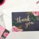 PRINTED Chalkboard Floral Thank You Card // Set of 4 // Set of 10 // Matte Faux Gold Foil // Thank You Card Set