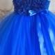 Horizon Royal blue  chiffon Hydrangea flower girl  tutu dress