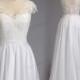 Vintage lace beach wedding dress, boho wedding dresses, summer wedding dress,cap sleeves bohemian chiffon bridal gown,V-back lace dress