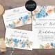 Floral Wedding Invitation Printable, Spring Summer Wedding Invitation Set, Coral Peach Blue Hydrangea Wedding Invitation Boho, Peony Invite