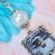 Wedding bouquet photo charm. Handmade wedding keepsake - white,blue or pink pearl.Bridal bouquet charm.Gift for her.Bridal shower gift