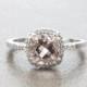Gorgeous Cushion Cut Natural Morganite and Diamond Ring in 10k White Gold, Engagement Ring, Anniversary Ring, Promise Ring