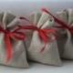 Set of 50 - Wedding Favor Bags. Oatmeal Grey Linen Favor Bags Medium 4" x 6"